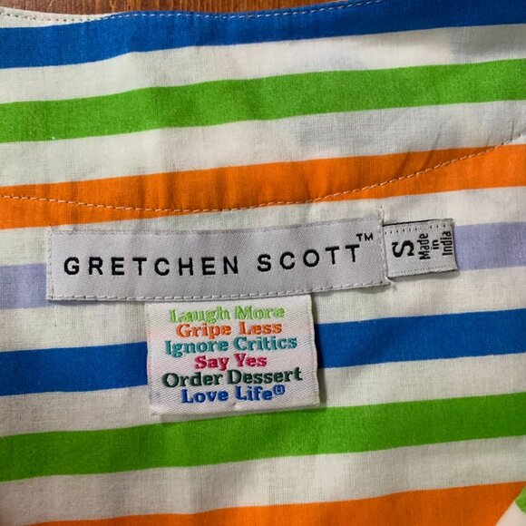 Gretchen Scott Floral Striped Women's Small V-Neck Relaxed Tunic Top Blouse EUC - Picture 3 of 12